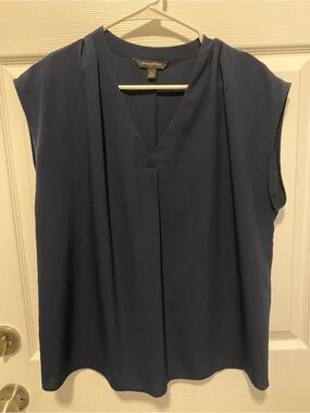 Banana Republic Deep Navy Sleeveless V-Neck Blouse